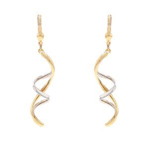 Yellow Gold Cascading Ribbon Dangle Earrings - 14k Spiral Pierced